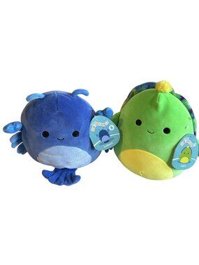 Squishmallows Plush Lobert The Lobster & Lars Tie-Dye Turtle 8" Collectible Set